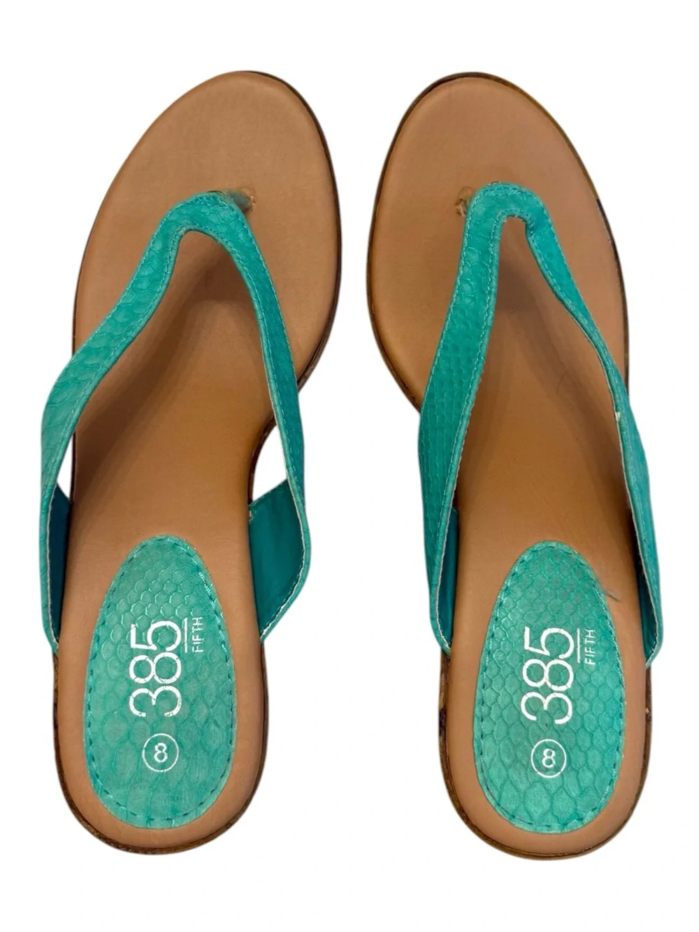 385 Fifth Turquoise Wedge Flip-Flop Sandals